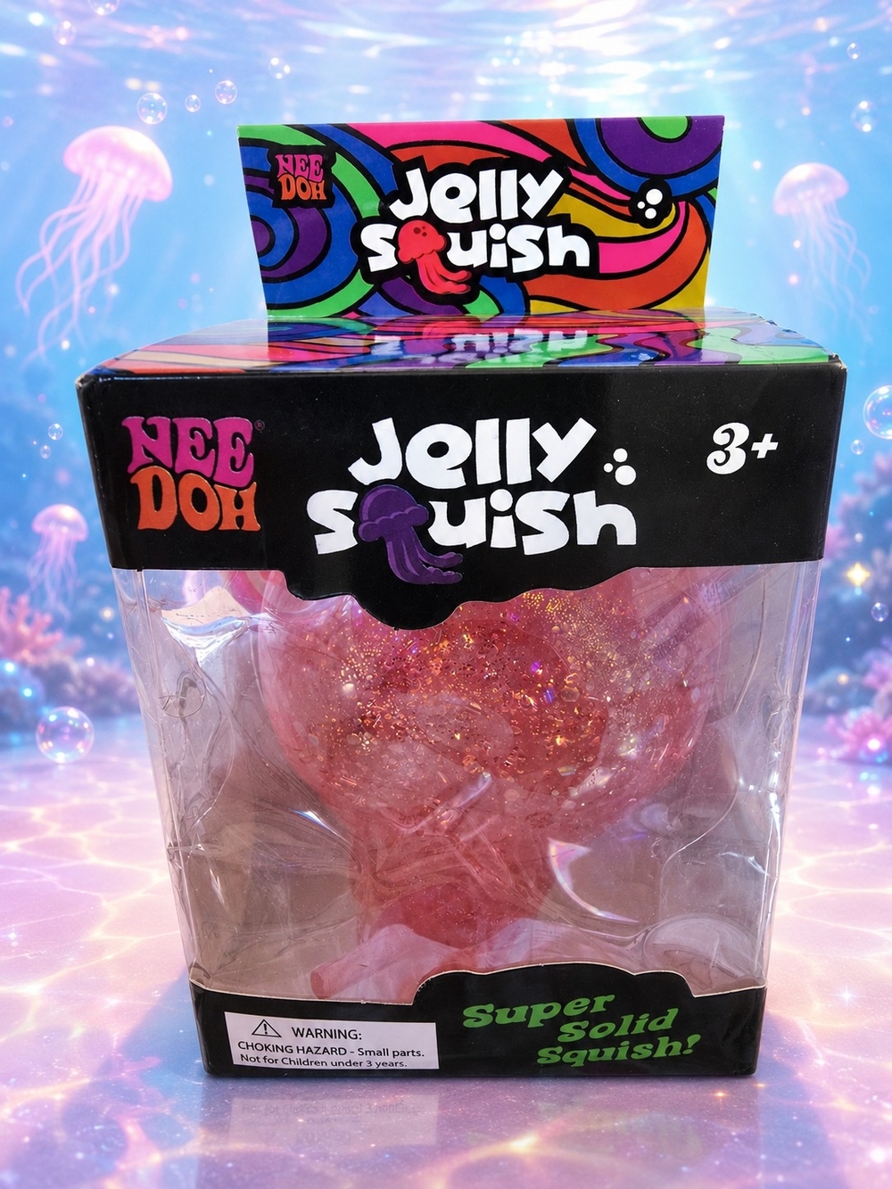 Needoh Jumbo Jelly Squish Super Solid Squish - Pink Glitter